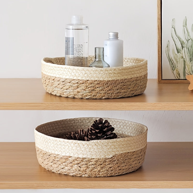 3pcs Set of Large-Capacity Modern And Simple Hand-Woven Storage Baskets, Rattan-Style Storage Baskets, Suitable for Kitchen Storage, Bathroom Storage, Living Room Toy And Snack Storage, Cat Nests, Etc., Are Essential And Good