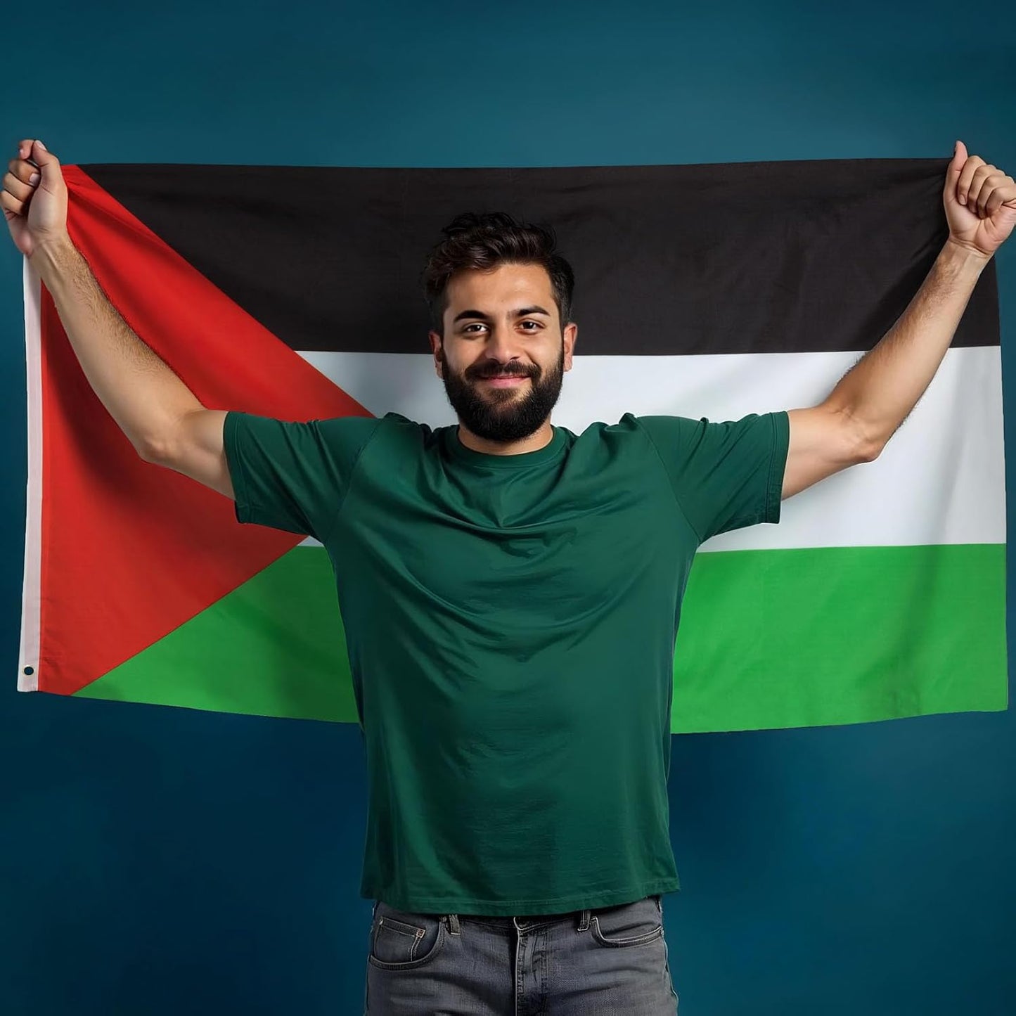 Aricona Bandiera Palestina 90x150cm – palestinese – resistente alle intemperie - occhielli in ottone - 100% poliestere - cuciture doppie robuste e colori vivaci – ideale per gli amanti delle bandiere