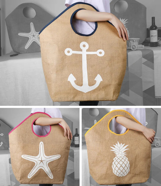 Borsa Tote in Juta Grande Capacità - Design Speciale per Spiaggia