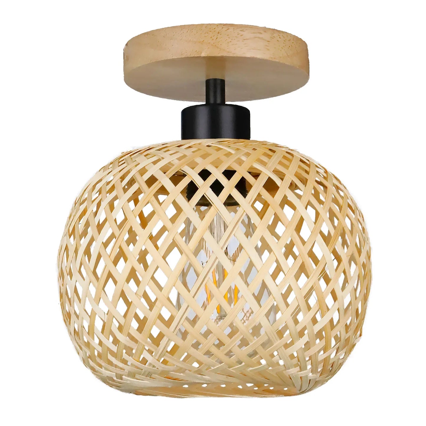 Lampada a Soffitto in Bambù Intrecciato LED Retro E27 - Illuminazione Decorativa" - ottimizzato con parole chiave strategiche