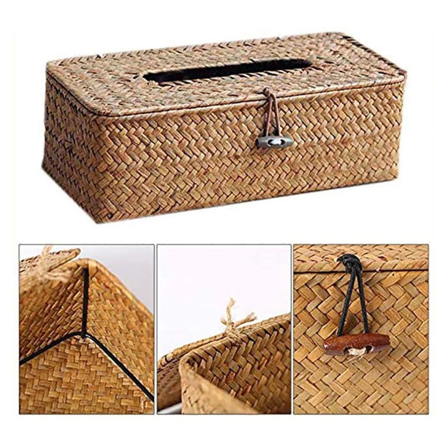 Portafazzoletti in Rattan Fatto a Mano - Scatola Porta Kleenex Decorativa per Casa Bagno Ufficio
