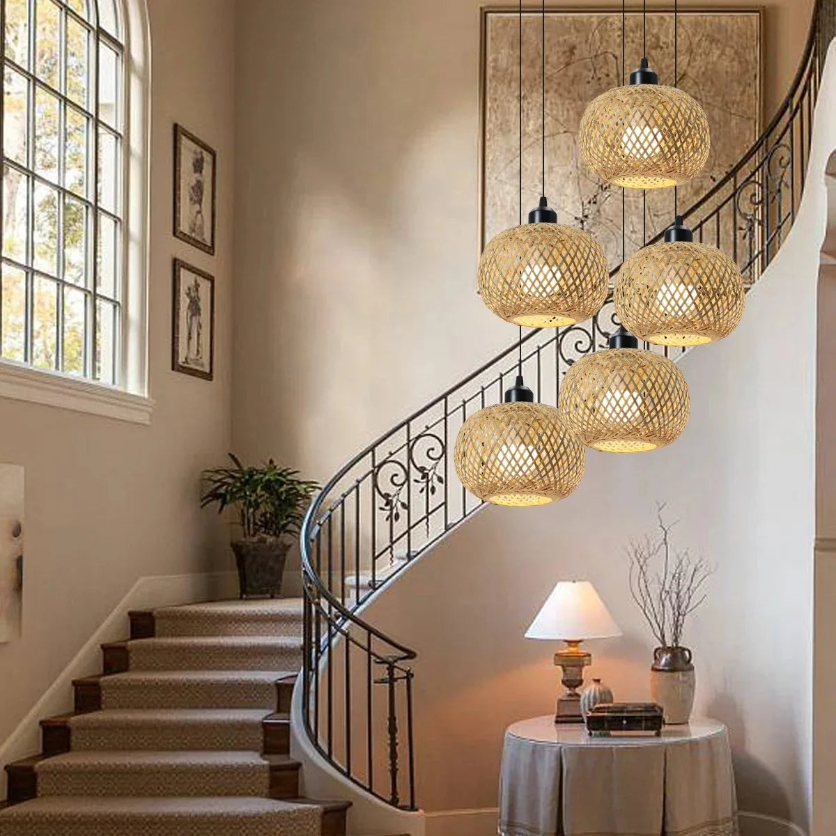 Lampada a Soffitto in Bambù Intrecciato LED Retro E27 - Illuminazione Decorativa" - ottimizzato con parole chiave strategiche