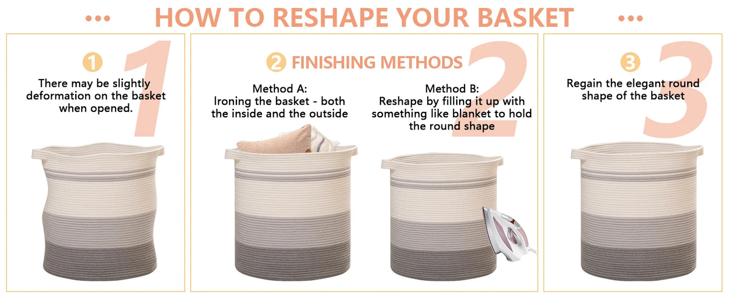 80L Laundry Baskets Hamper with Handles,Decorative Basket for Living room,Woven Storage Basket for Toys Bin,Pillows, Clothes