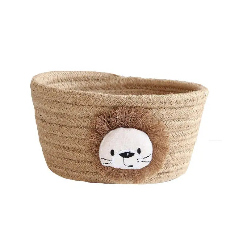 Cestino Portaoggetti in Corda di Cotone con Animali Cartoon - Organizer per Giocattoli Bambini 16x9cm