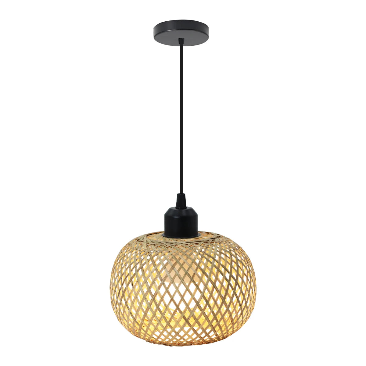 Lampada Sospensione Bambù Rattan E27 - Lampadario Intrecciato Naturale | JuteBuy