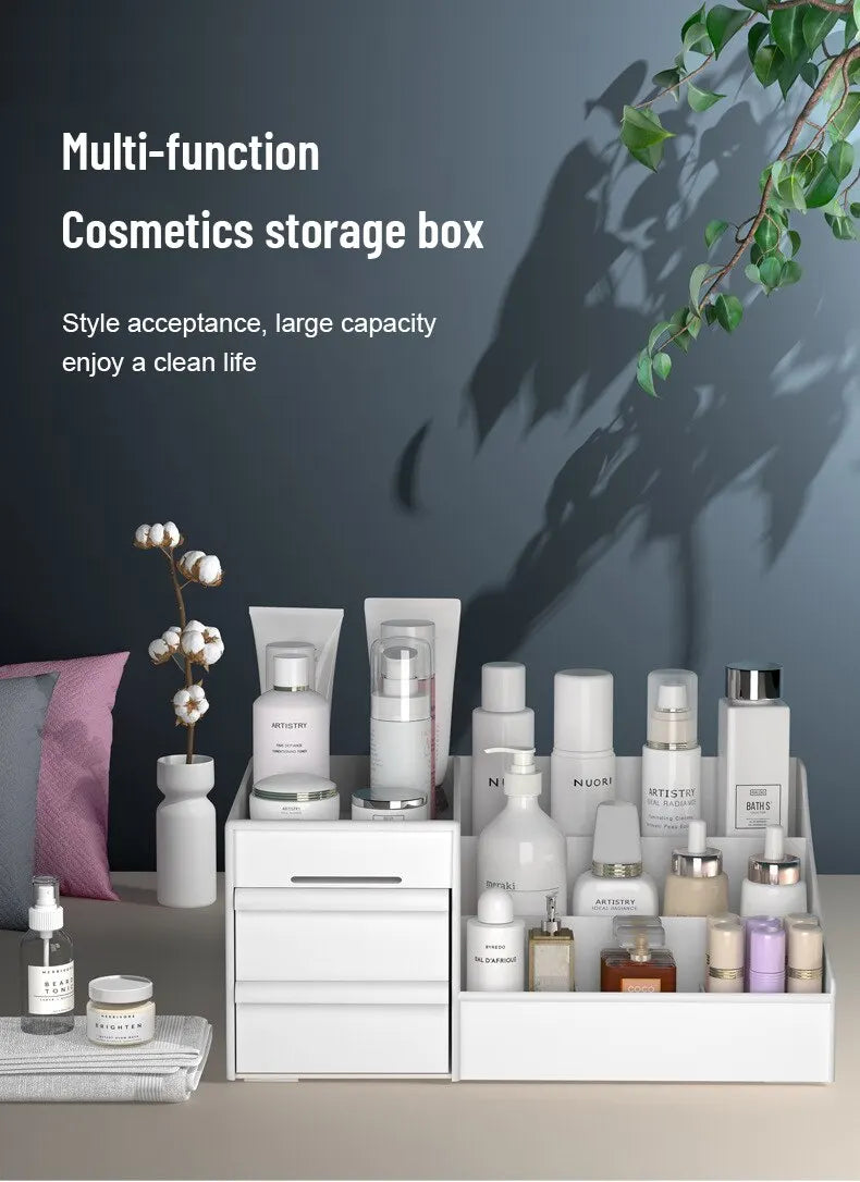 Organizer Trucchi da Cassetto Bianco - Porta Cosmetici da Scrivania con 9 Scomparti