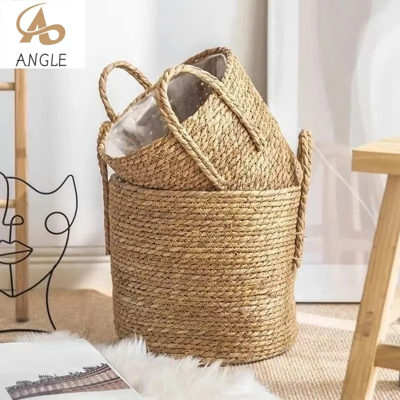 jutebuy Natural Wicker Planter Basket Flower Pot Rattan Straw Flower Basket For Home Garden Decoration 20/25/30CM