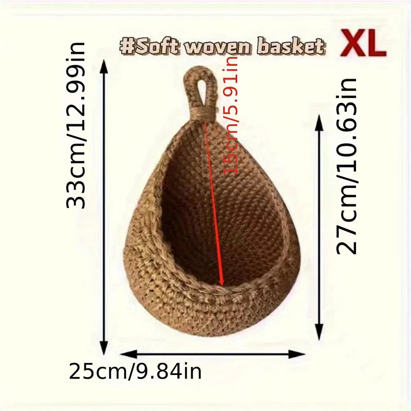 Wall-mounted Vegetable Basket Fruit and Sundry Basket Natural Wicker Weave Storage Basket Kitchen Storage Home Decoration