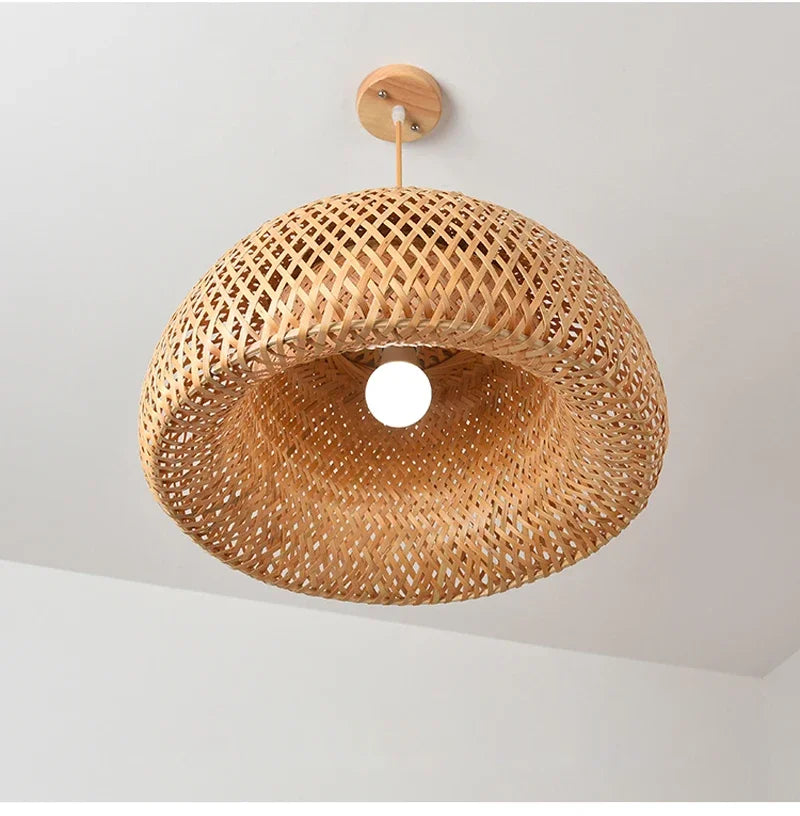 Lampada a Sospensione in Bambù Rattan - Lustre Intrecciato a Mano | JuteBuy