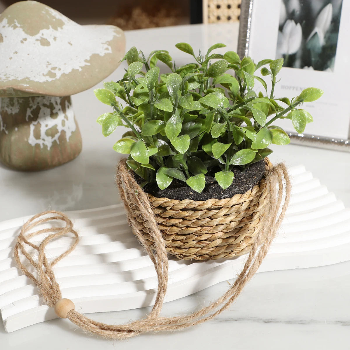 Piante Artificiali Eucalipto e Rosmarino in Vaso - Decorazione Casa 40cm Effetto Realistico
