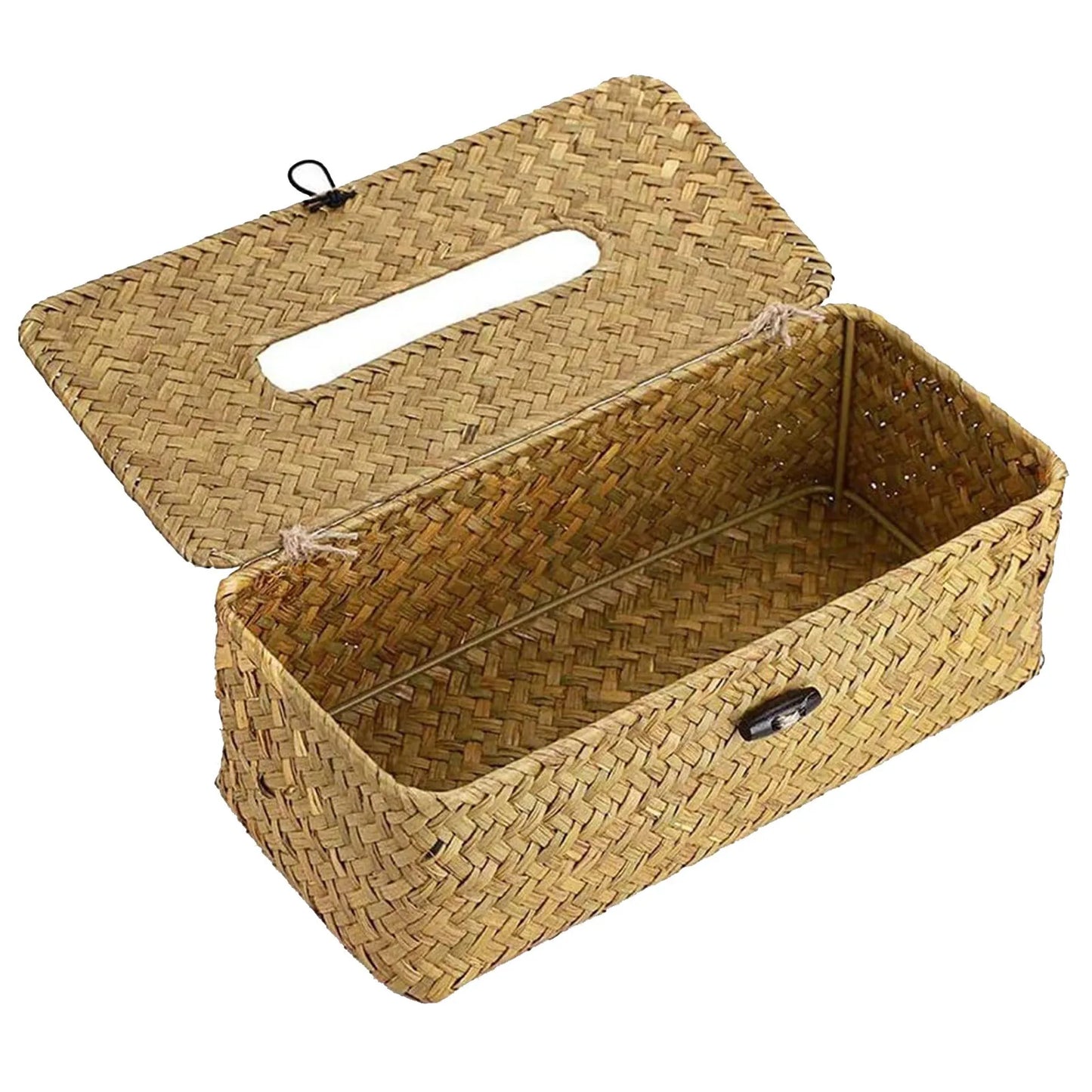 Portafazzoletti in Rattan Fatto a Mano - Scatola Porta Kleenex Decorativa per Casa Bagno Ufficio