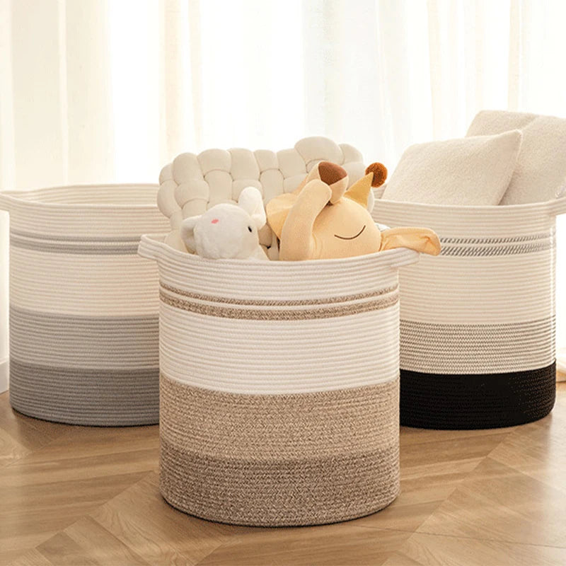 80L Laundry Baskets Hamper with Handles,Decorative Basket for Living room,Woven Storage Basket for Toys Bin,Pillows, Clothes