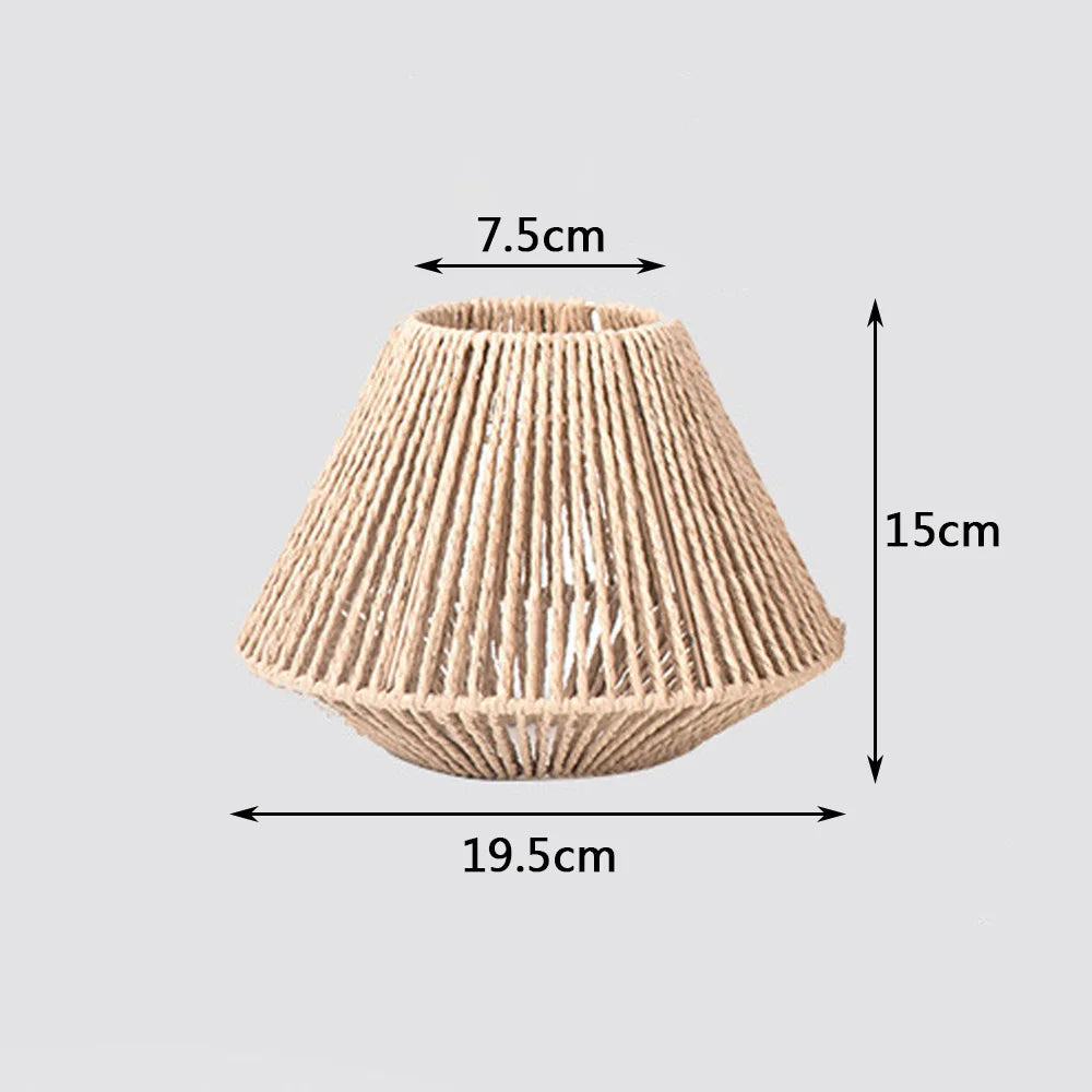1pc Rattan Lamp Geometric Shade Light Cover Chandelier Hanging Wicker Woven Fixture Rustic Decorative Weave Basket