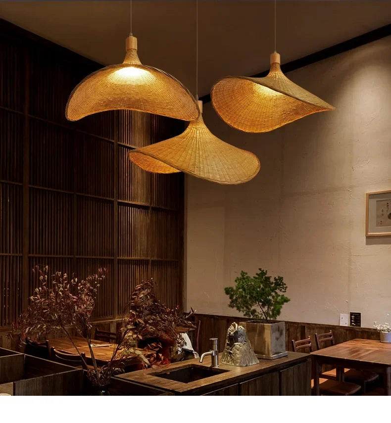 Lampada a Sospensione in Bambù Rattan - Lustre Intrecciato a Mano | JuteBuy