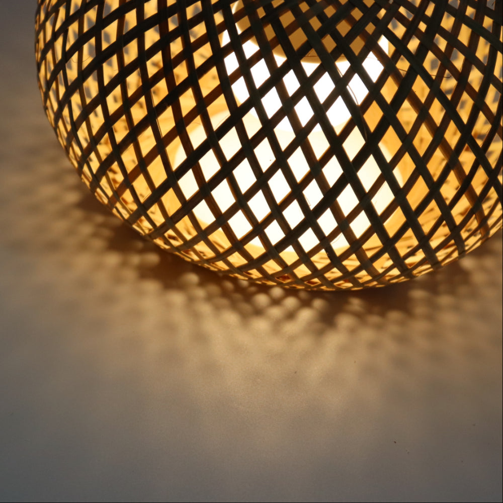 Lampada Sospensione Bambù Rattan E27 - Lampadario Intrecciato Naturale | JuteBuy