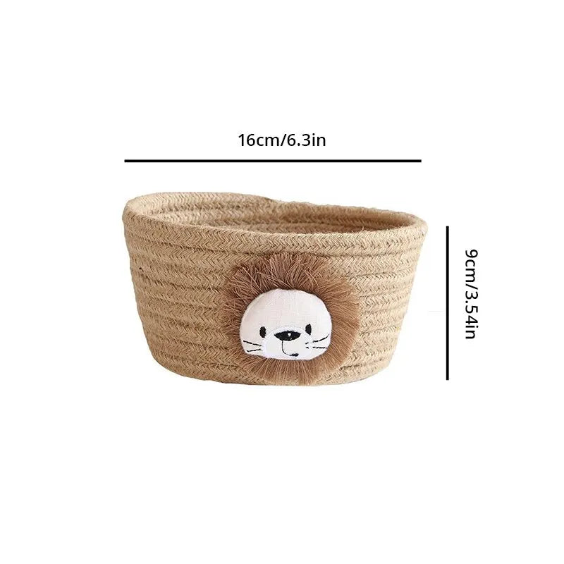 Cestino Portaoggetti in Corda di Cotone con Animali Cartoon - Organizer per Giocattoli Bambini 16x9cm