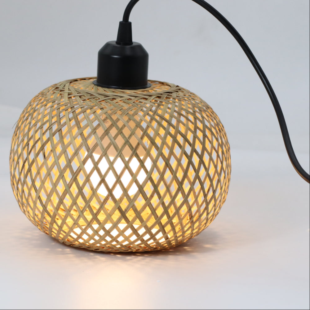 Lampada Sospensione Bambù Rattan E27 - Lampadario Intrecciato Naturale | JuteBuy