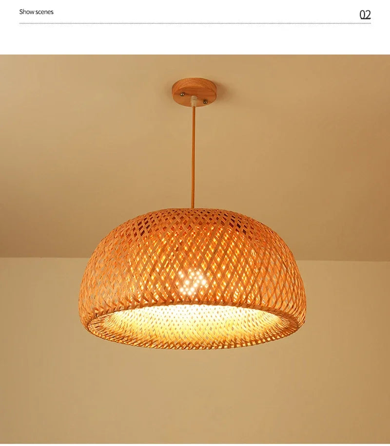 Lampada a Sospensione in Bambù Rattan - Lustre Intrecciato a Mano | JuteBuy