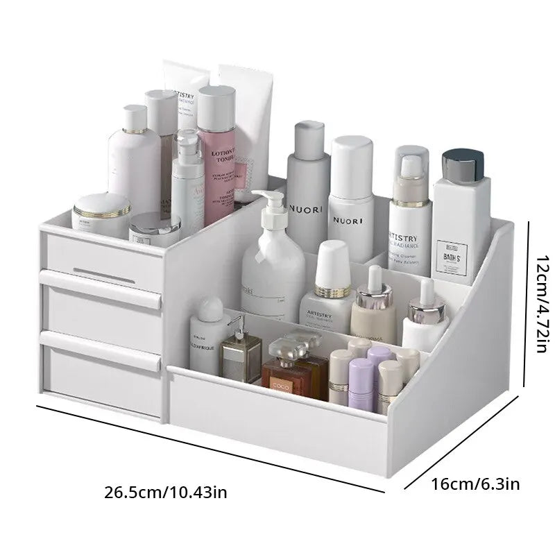 Organizer Trucchi da Cassetto Bianco - Porta Cosmetici da Scrivania con 9 Scomparti