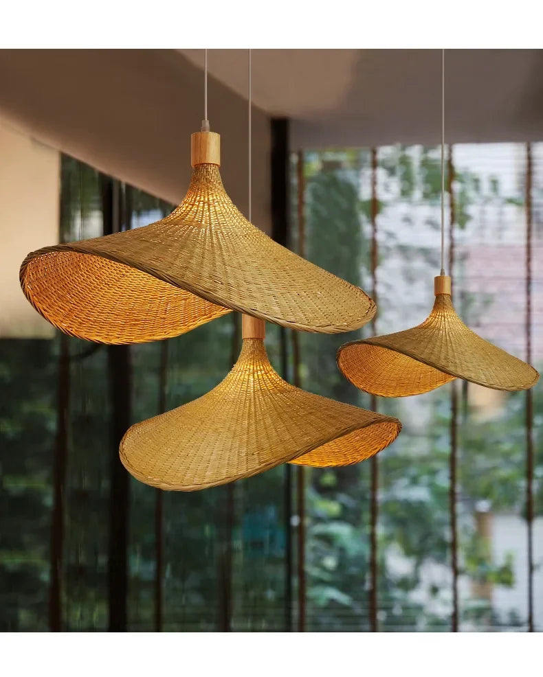 Lampada a Sospensione in Bambù Rattan - Lustre Intrecciato a Mano | JuteBuy