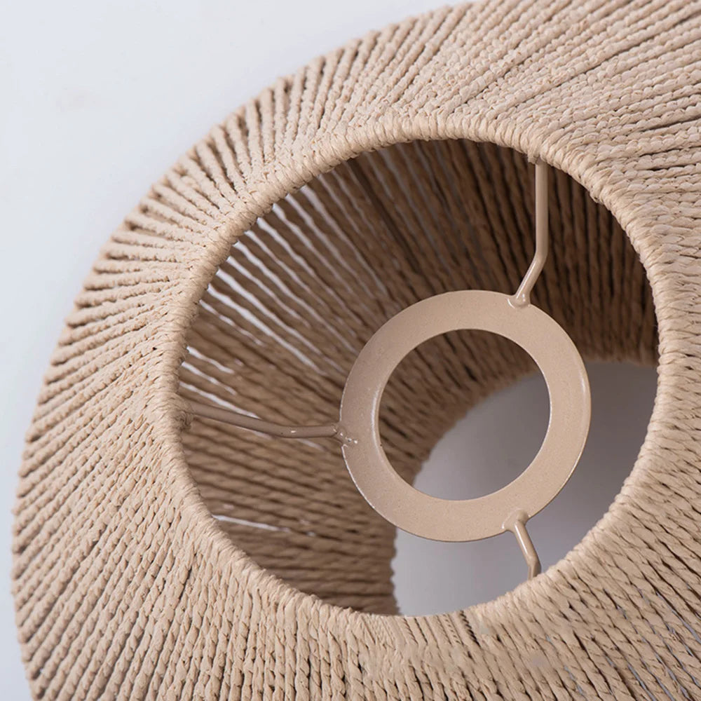 1pc Rattan Lamp Geometric Shade Light Cover Chandelier Hanging Wicker Woven Fixture Rustic Decorative Weave Basket