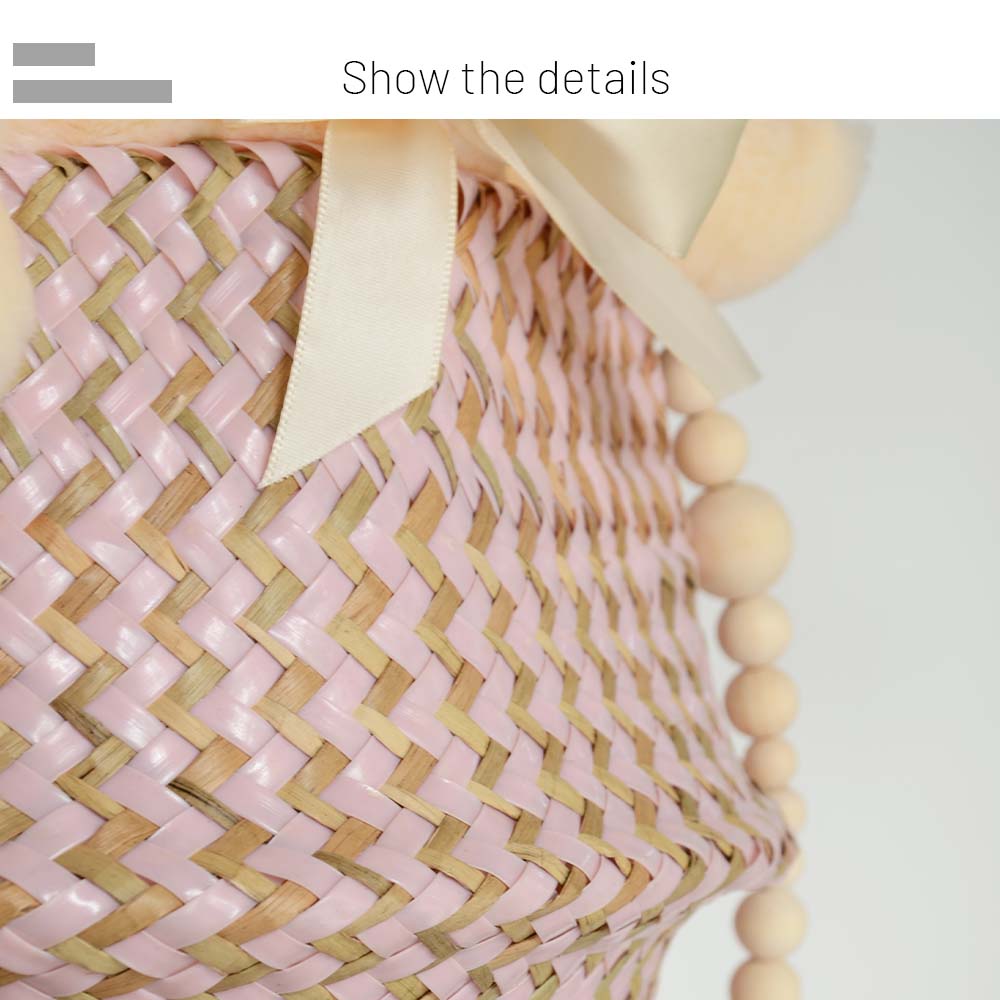 Cestino Vimini Boho a Righe Fatto a Mano - Portavaso Pieghevole e Cesto Biancheria Patchwork