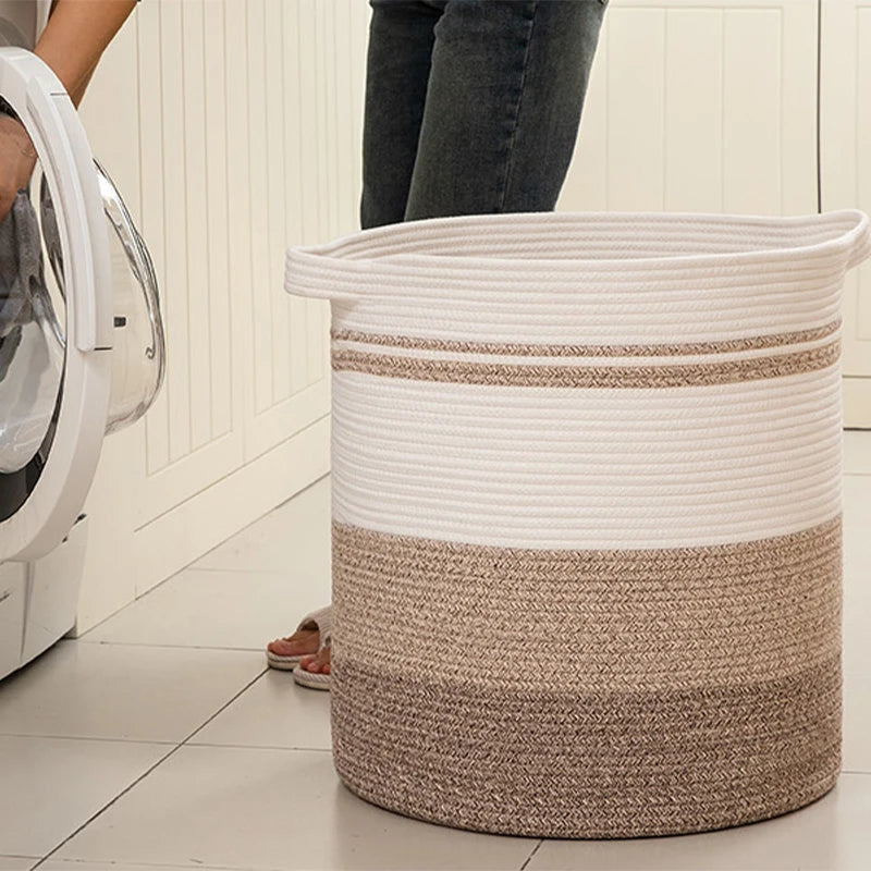 80L Laundry Baskets Hamper with Handles,Decorative Basket for Living room,Woven Storage Basket for Toys Bin,Pillows, Clothes