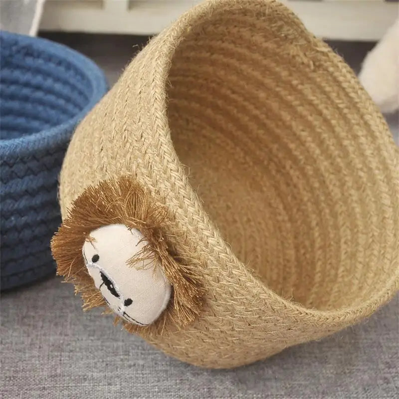 Cestino Portaoggetti in Corda di Cotone con Animali Cartoon - Organizer per Giocattoli Bambini 16x9cm