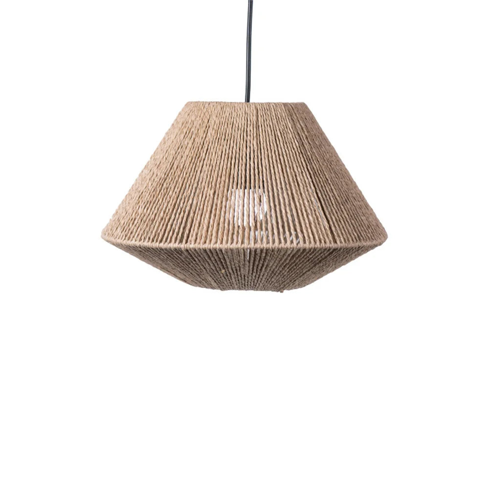 1pc Rattan Lamp Geometric Shade Light Cover Chandelier Hanging Wicker Woven Fixture Rustic Decorative Weave Basket