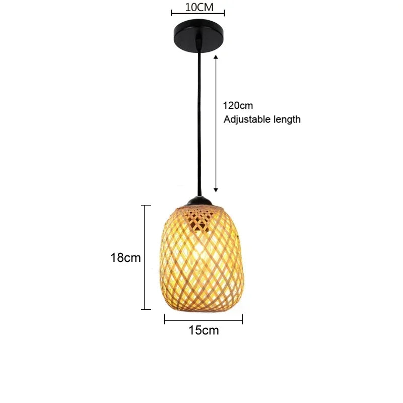 Lampada a Sospensione in Bambù Rattan - Lustre Intrecciato a Mano | JuteBuy