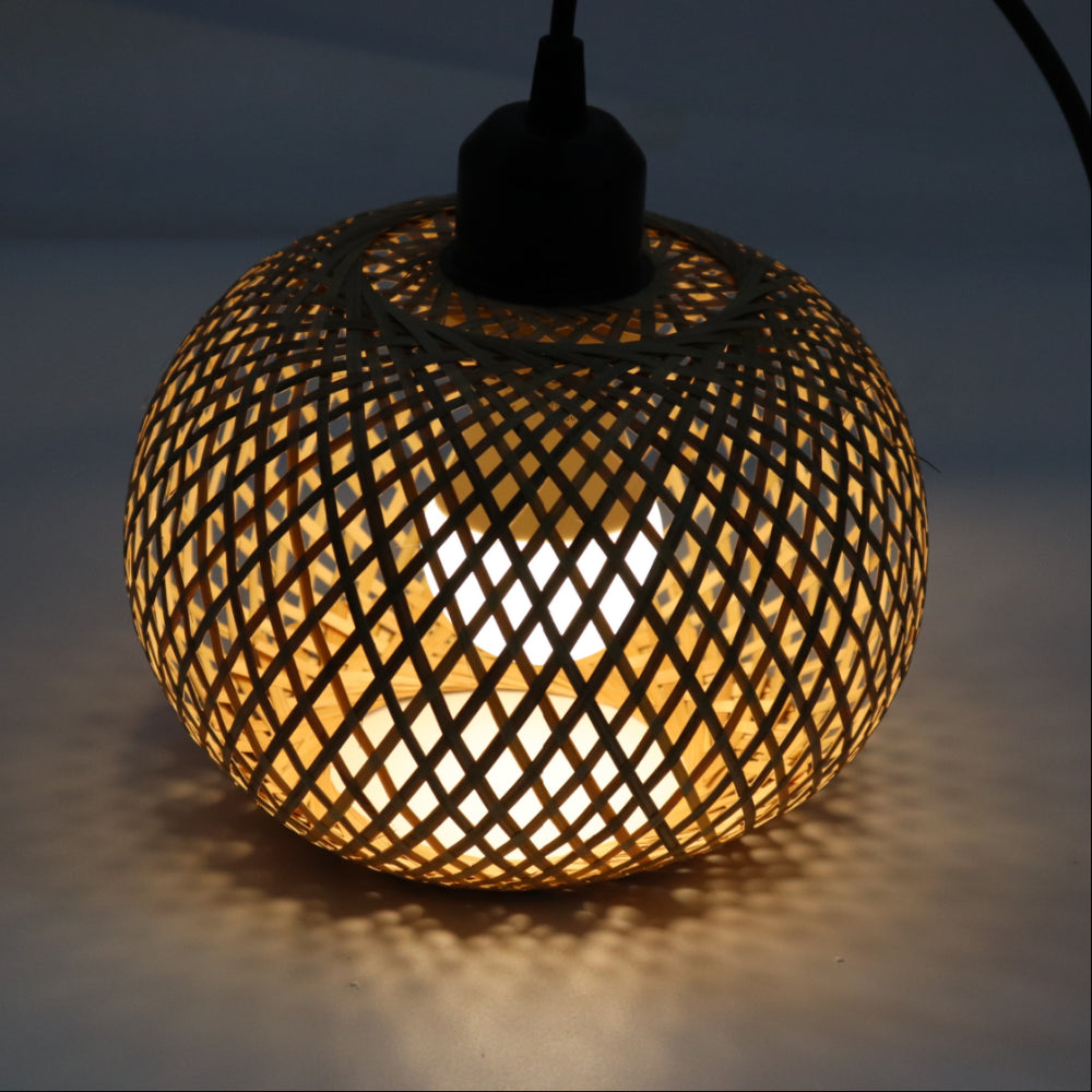 Lampada Sospensione Bambù Rattan E27 - Lampadario Intrecciato Naturale | JuteBuy