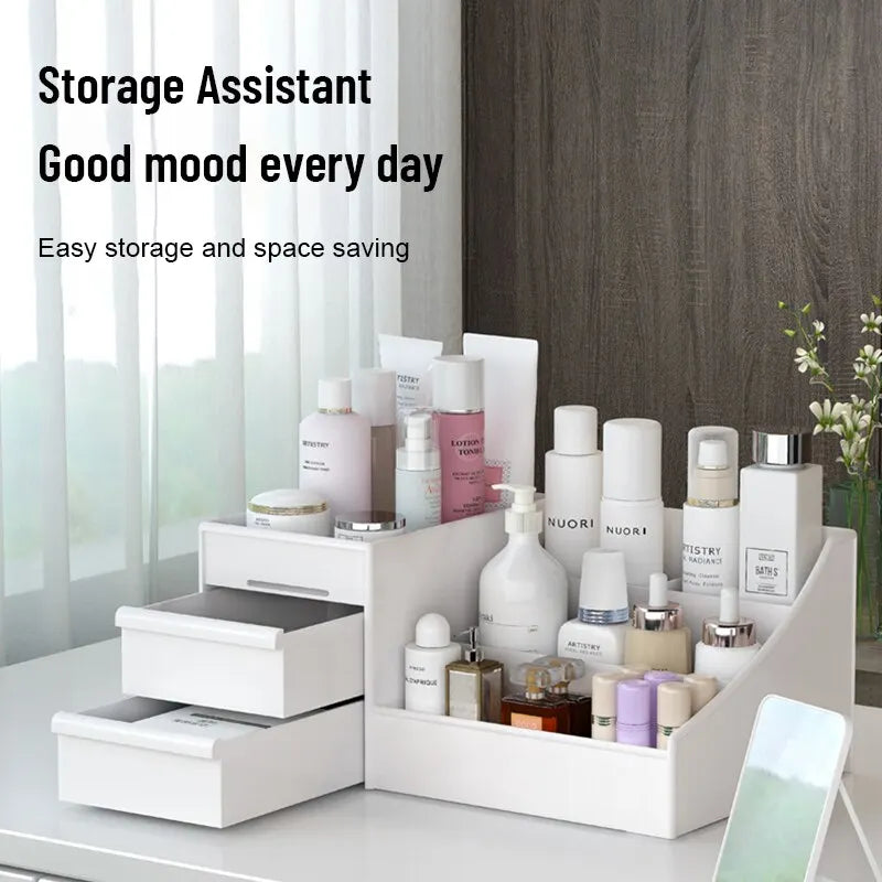 Organizer Trucchi da Cassetto Bianco - Porta Cosmetici da Scrivania con 9 Scomparti
