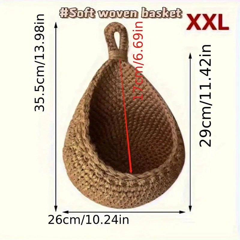 Wall-mounted Vegetable Basket Fruit and Sundry Basket Natural Wicker Weave Storage Basket Kitchen Storage Home Decoration