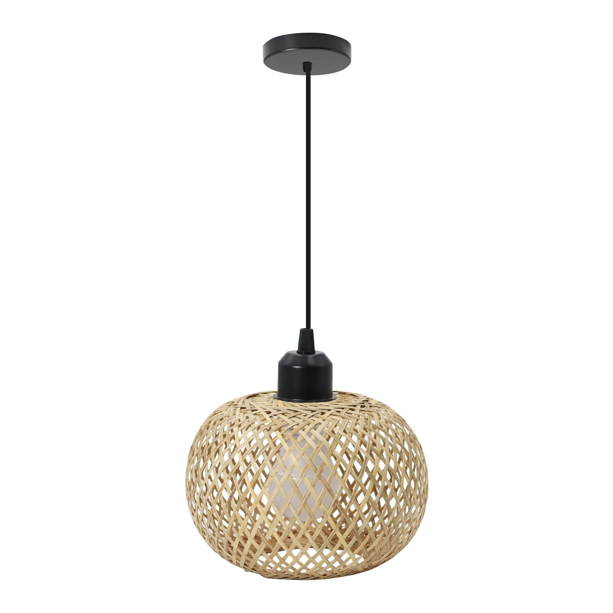 Lampada Sospensione Bambù Rattan E27 - Lampadario Intrecciato Naturale | JuteBuy