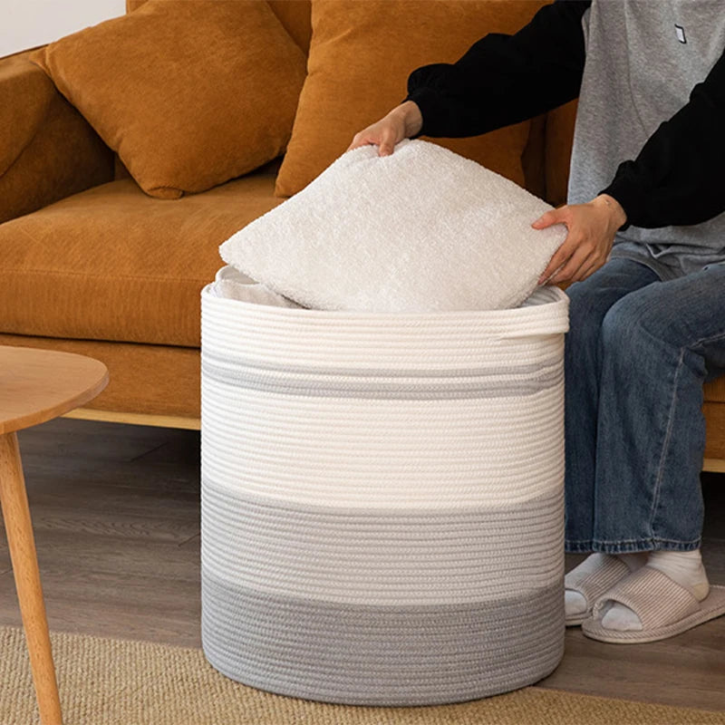 80L Laundry Baskets Hamper with Handles,Decorative Basket for Living room,Woven Storage Basket for Toys Bin,Pillows, Clothes