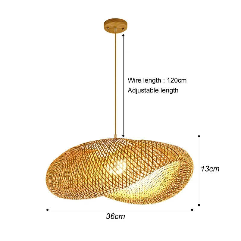 Lampada a Sospensione in Bambù Rattan - Lustre Intrecciato a Mano | JuteBuy