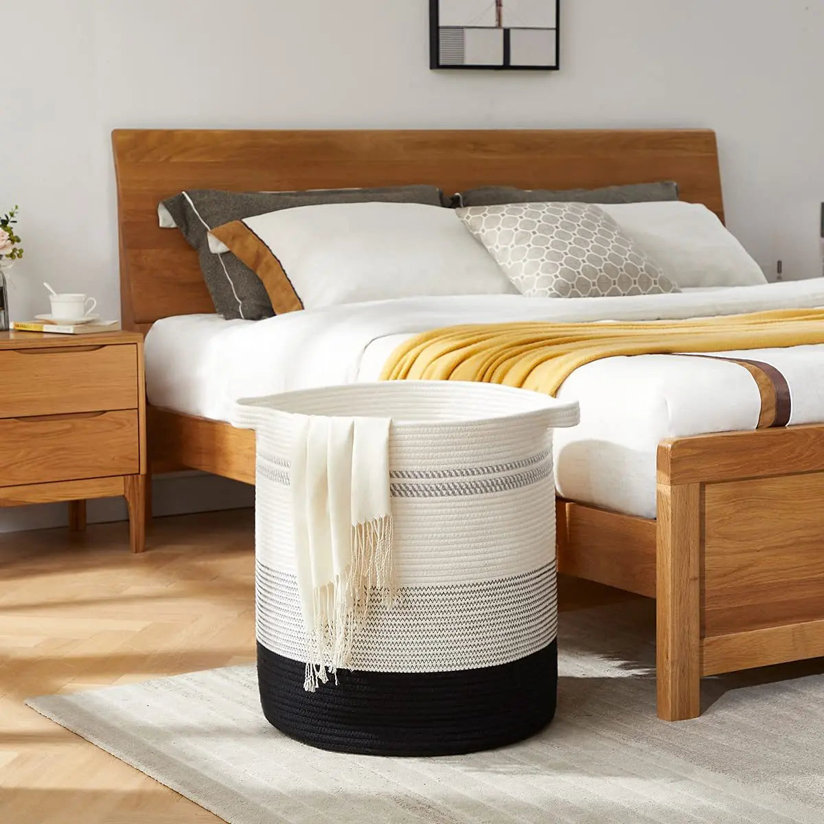 80L Laundry Baskets Hamper with Handles,Decorative Basket for Living room,Woven Storage Basket for Toys Bin,Pillows, Clothes