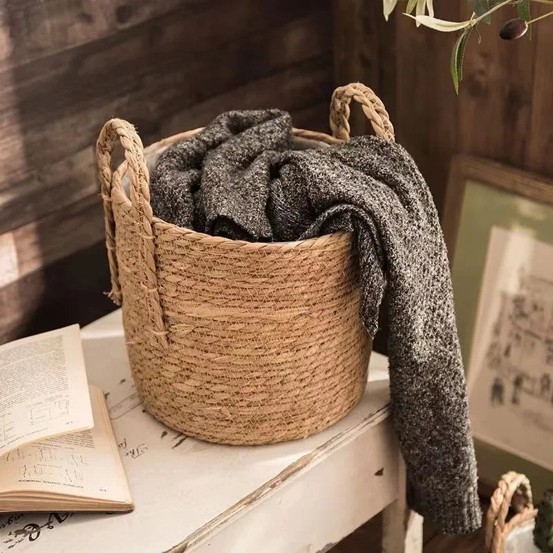 jutebuy Natural Wicker Planter Basket Flower Pot Rattan Straw Flower Basket For Home Garden Decoration 20/25/30CM