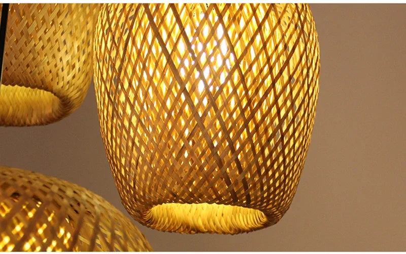Lampada a Sospensione in Bambù Rattan - Lustre Intrecciato a Mano | JuteBuy