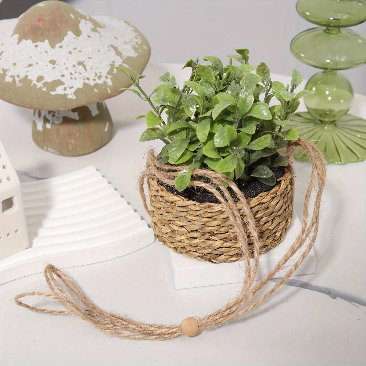 Piante Artificiali Eucalipto e Rosmarino in Vaso - Decorazione Casa 40cm Effetto Realistico