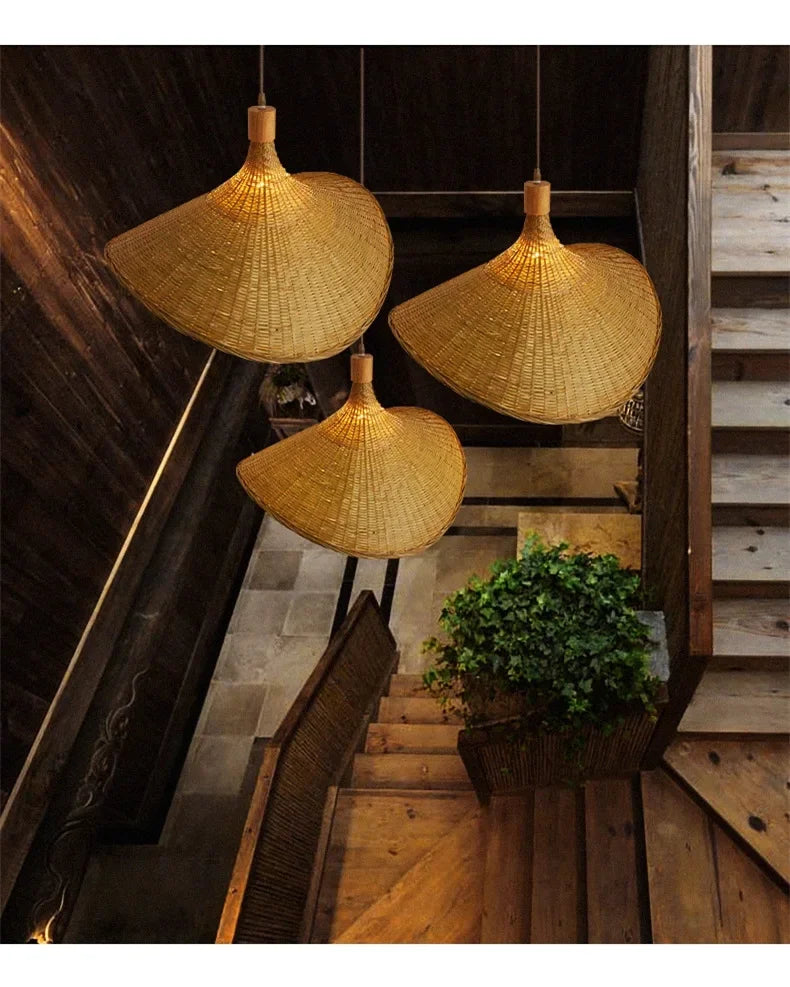 Lampada a Sospensione in Bambù Rattan - Lustre Intrecciato a Mano | JuteBuy