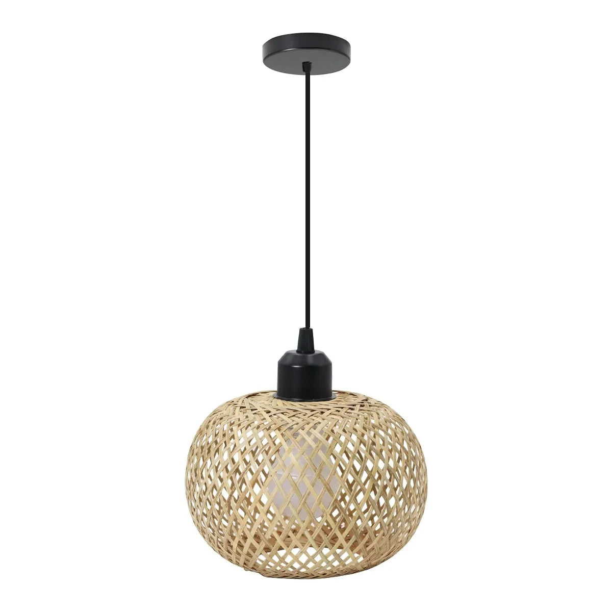 Lampada a Soffitto in Bambù Intrecciato LED Retro E27 - Illuminazione Decorativa" - ottimizzato con parole chiave strategiche