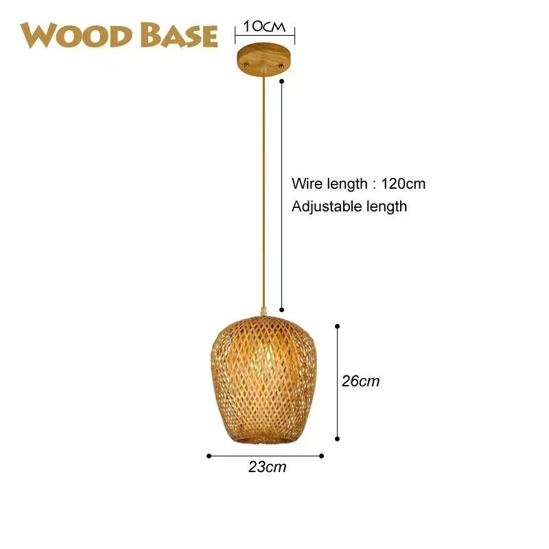 Lampada a Sospensione in Bambù Rattan - Lustre Intrecciato a Mano | JuteBuy