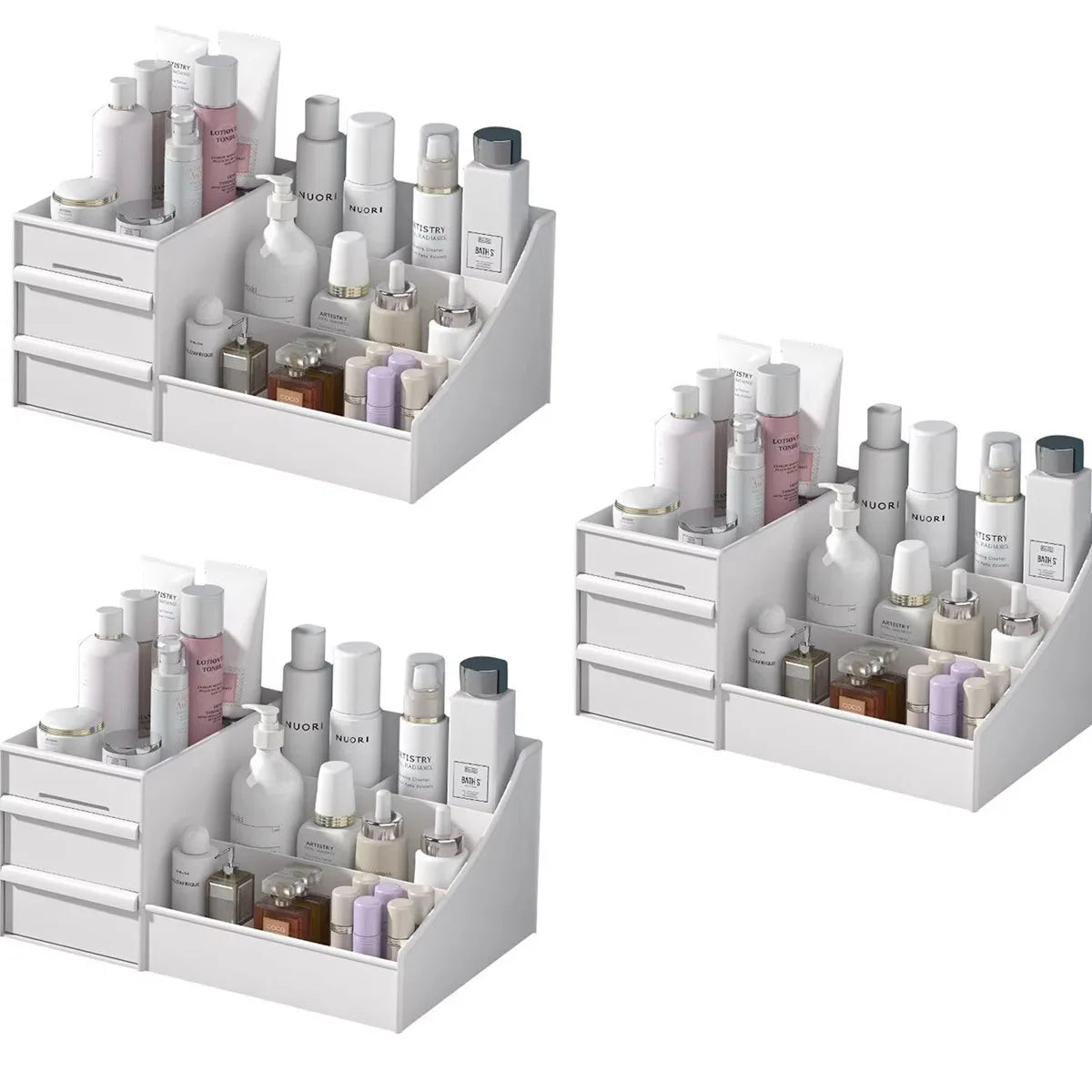 Organizer Trucchi da Cassetto Bianco - Porta Cosmetici da Scrivania con 9 Scomparti