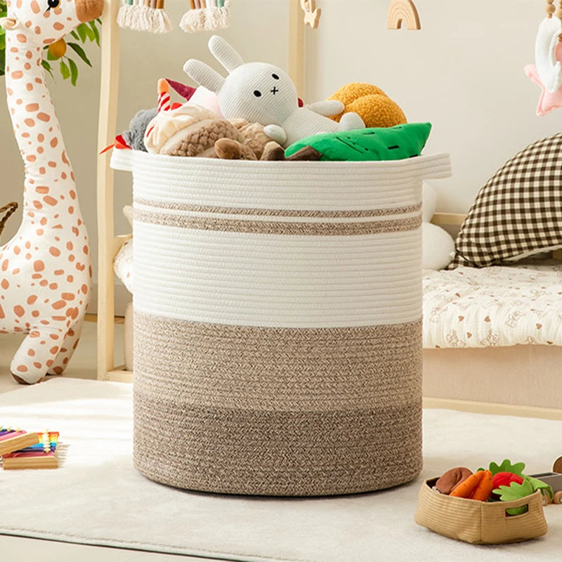 80L Laundry Baskets Hamper with Handles,Decorative Basket for Living room,Woven Storage Basket for Toys Bin,Pillows, Clothes