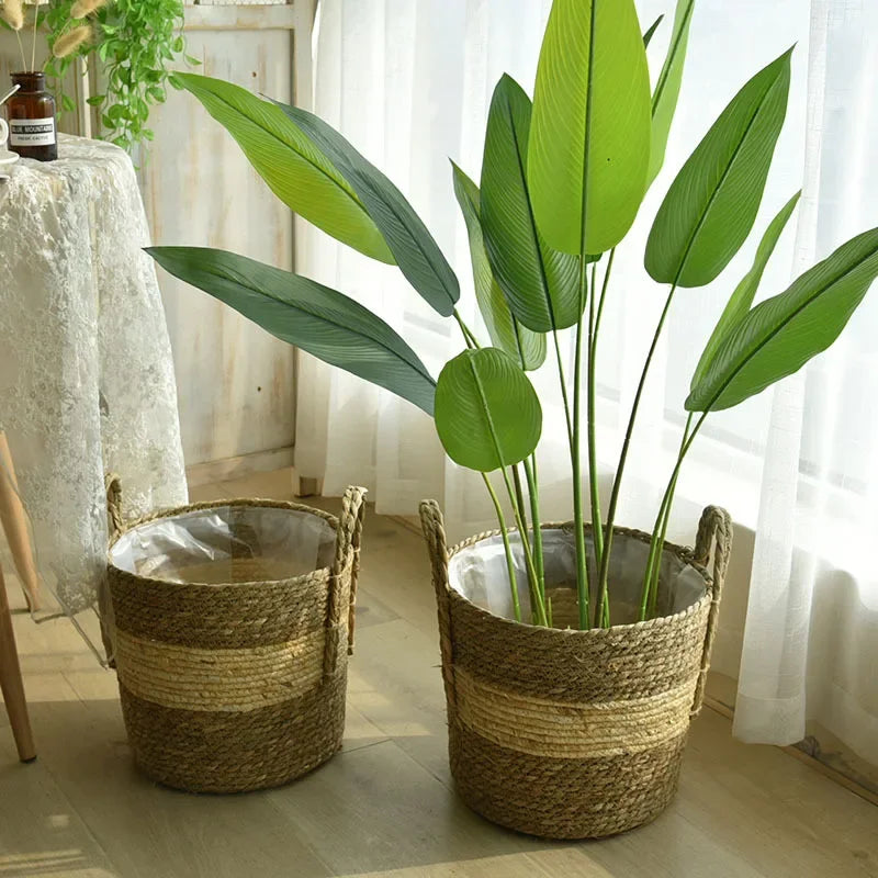 jutebuy Natural Wicker Planter Basket Flower Pot Rattan Straw Flower Basket For Home Garden Decoration 20/25/30CM
