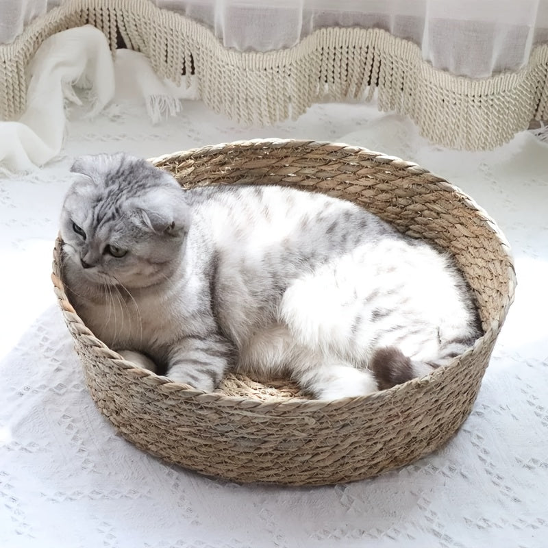 3pcs Set of Large-Capacity Modern And Simple Hand-Woven Storage Baskets, Rattan-Style Storage Baskets, Suitable for Kitchen Storage, Bathroom Storage, Living Room Toy And Snack Storage, Cat Nests, Etc., Are Essential And Good