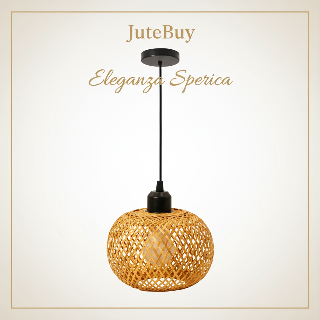 Lampada a Sospensione in Bambù Rattan - Lustre Intrecciato a Mano | JuteBuy