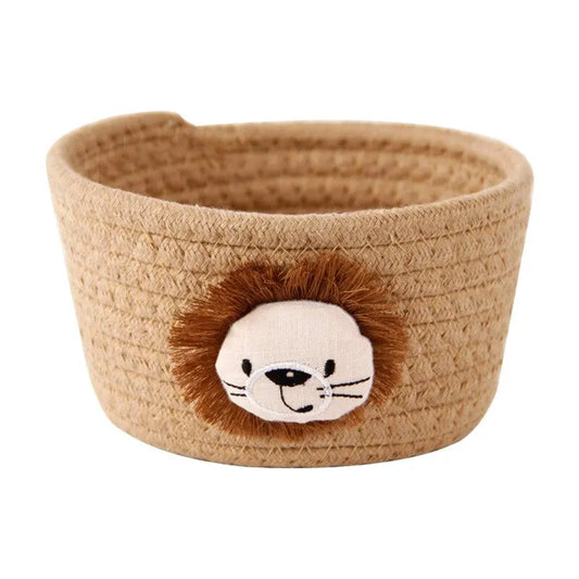 Cestino Portaoggetti in Corda di Cotone con Animali Cartoon - Organizer per Giocattoli Bambini 16x9cm