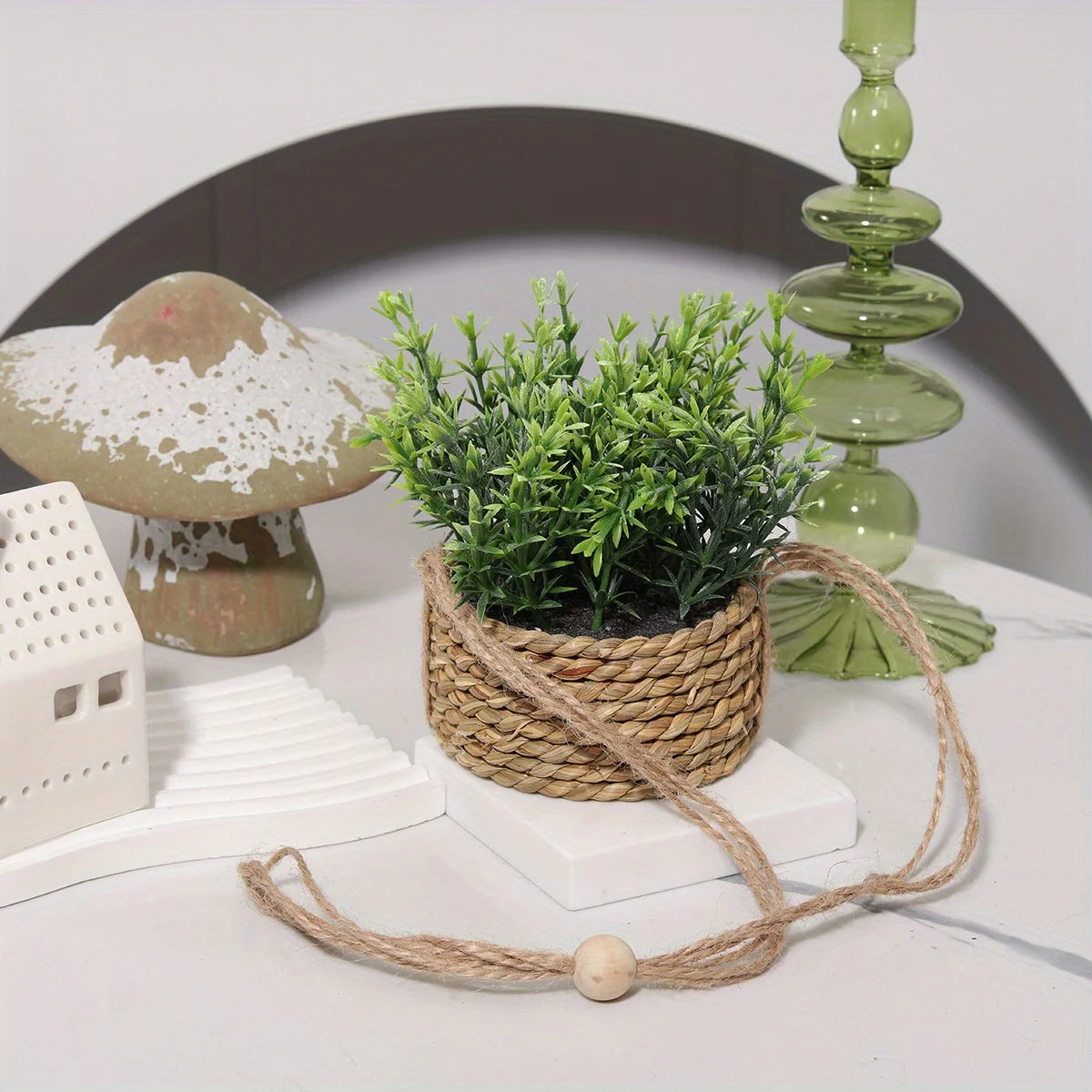 Piante Artificiali Eucalipto e Rosmarino in Vaso - Decorazione Casa 40cm Effetto Realistico
